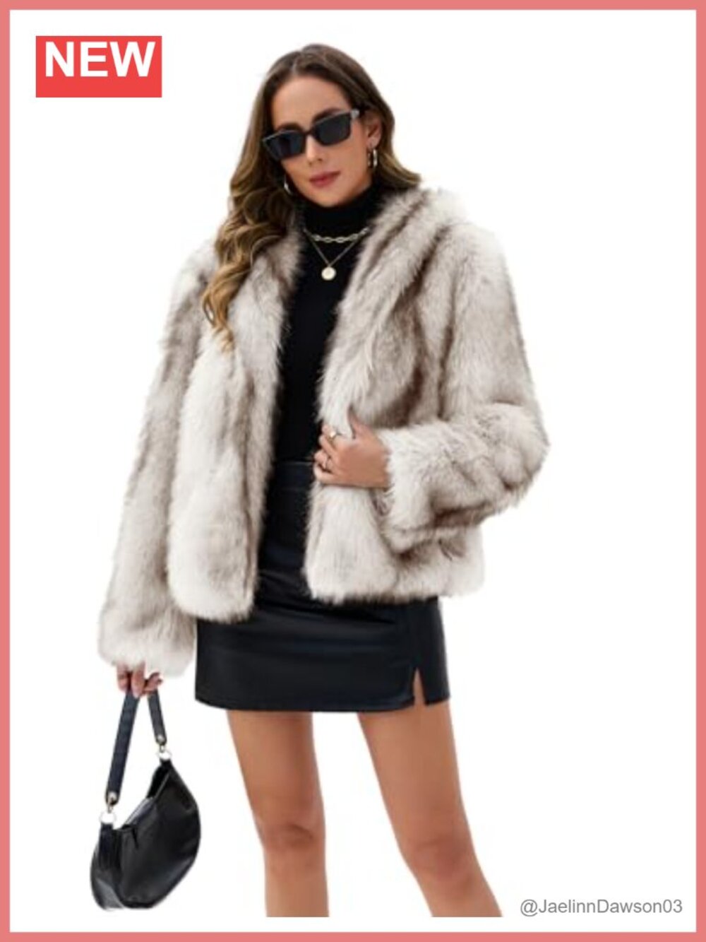 Women's Faux Fur Coat Long Sleeve Stand Collar Open Front Cropped Jacket